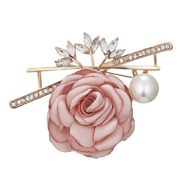 Charm Lady Cloth Art Pearl Fabric Flower Brooch Pin Women Cardigan Shirt Shawl Coat Lapel Pin Jewelry Accessories Gifts