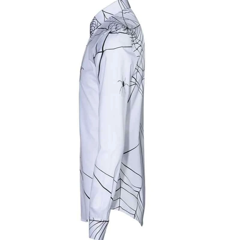 #^Special Price Ster Stijl Mannen 2020 Nieuwe Shirts Met Lange Mouwen Fashion Dress Shirts Man Turn Down Kraag Katoen Slanke Gothic Spider Web casual Shirt