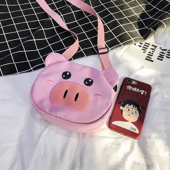 

SHUJIN 2020 New High Quality Handbags Girls Cute Pig Crossbody Canvas Zipper Phone Bag Borsa Da Donna Lovely Shoulder Bags