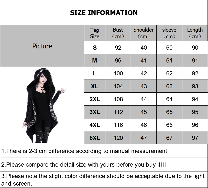 Женская толстовка с капюшоном в готическом стиле, зимняя, крутая луна, простой рисунок, черные женские толстовки с капюшоном, длинное пальто, шикарная, неровная, в стиле панк, женская верхняя одежда
