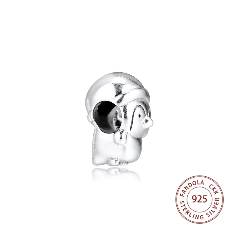 Новинка зимы, подходит для браслета Pandora, 925 пробы, серебряный, милый, Рождественский, пингвин, подвески, бусины для изготовления ювелирных изделий, kralen perle