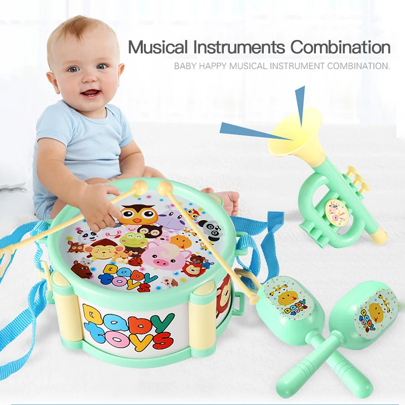 6pcs/set Children Drum Trumpet Toy Music Percussion Instrument Band Kit Early Learning Education Baby Kids Gift Set | Игрушки и хобби