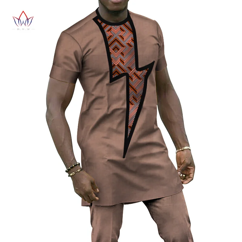 Bazin Riche/мужские комплекты из 2 предметов со штанами, африканский дизайн, одежда в африканском стиле, повседневные мужские длинные рубашки и штаны, комплекты WYN656