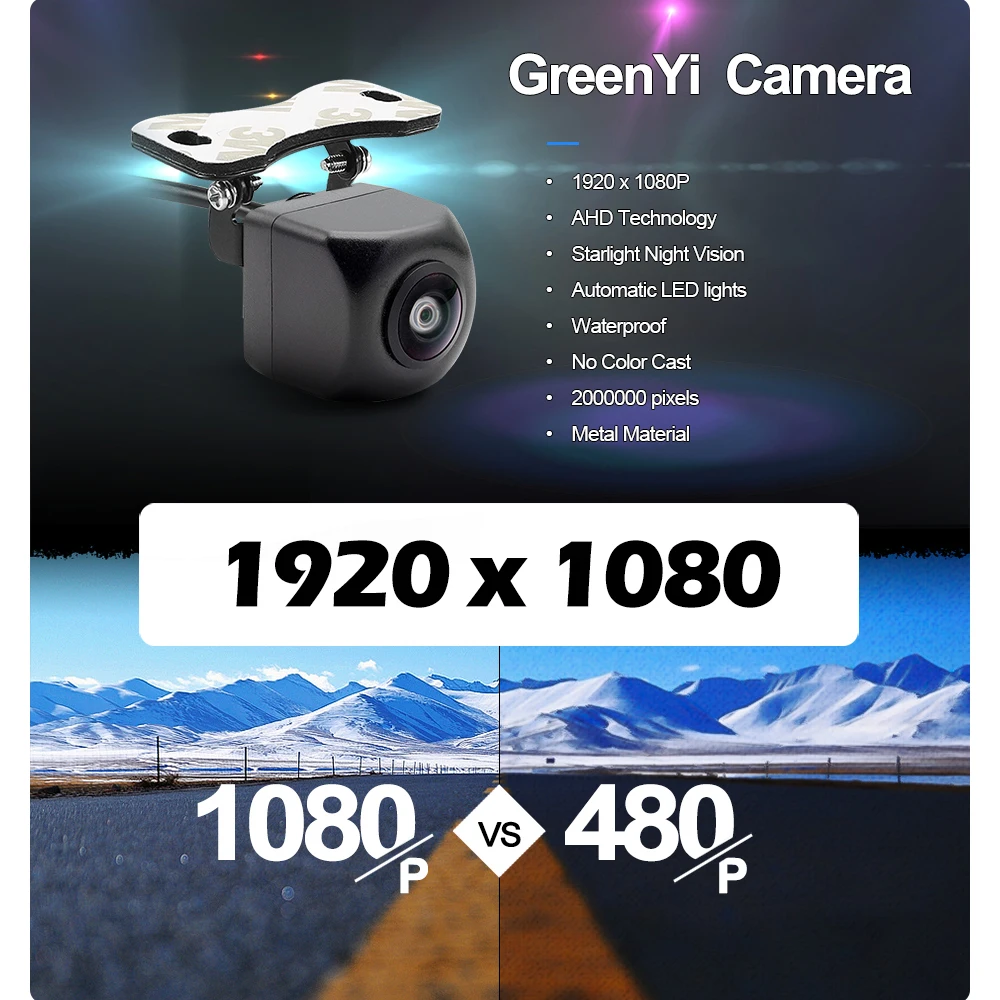 7 inch AHD Car Mirror Monitor 170&deg; 1080P Rear View AHD Camera High Definition Vehicle IPS Full Mirror Display