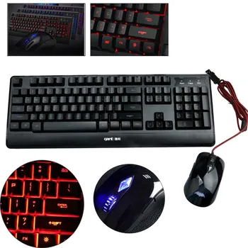 

VOBERRY Keyboard USB Wired Ergonomic Ultra-Slim Backlit Mechanical Feel Gaming Keyboard And Mouse Set