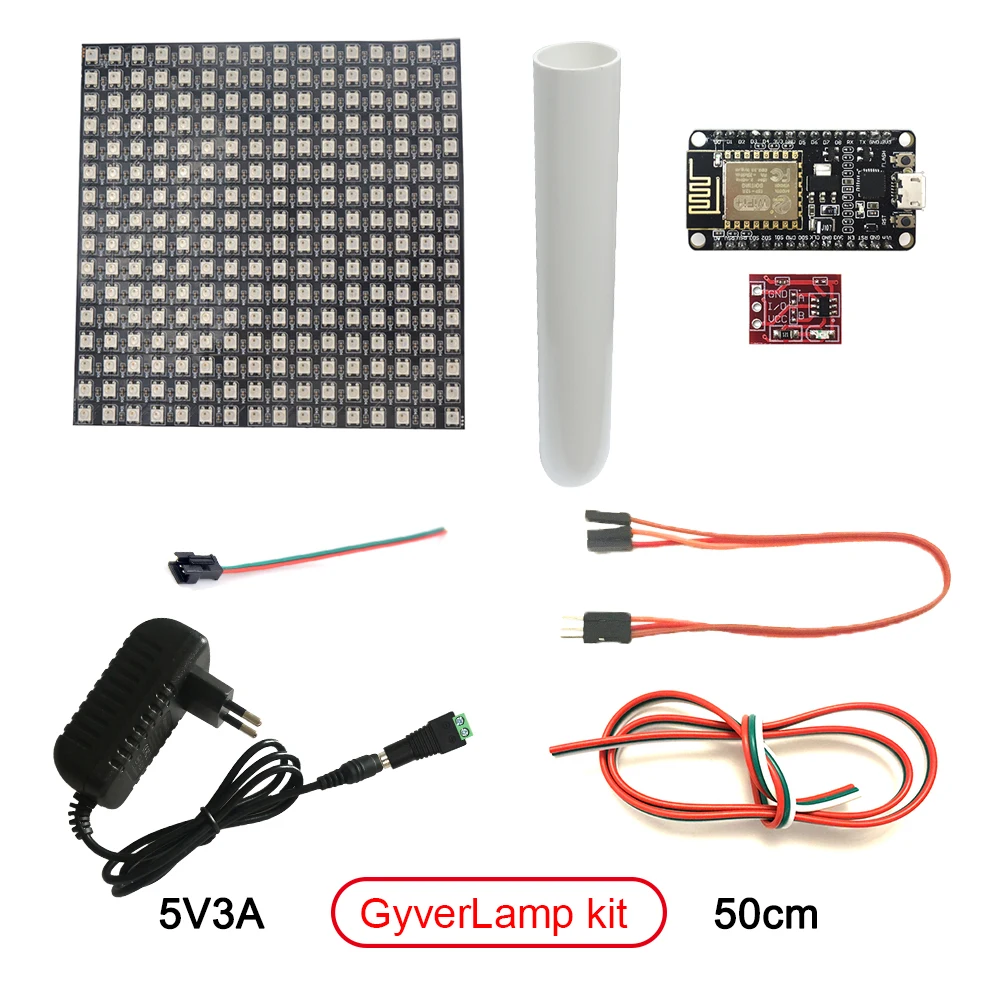 LED Panel Light DIY GyverLamp Kit 16x16 LED Matrix Electronic Fire Lamp WS2812B RGB Bendable Digital Pixel Panel Milky Lampshade