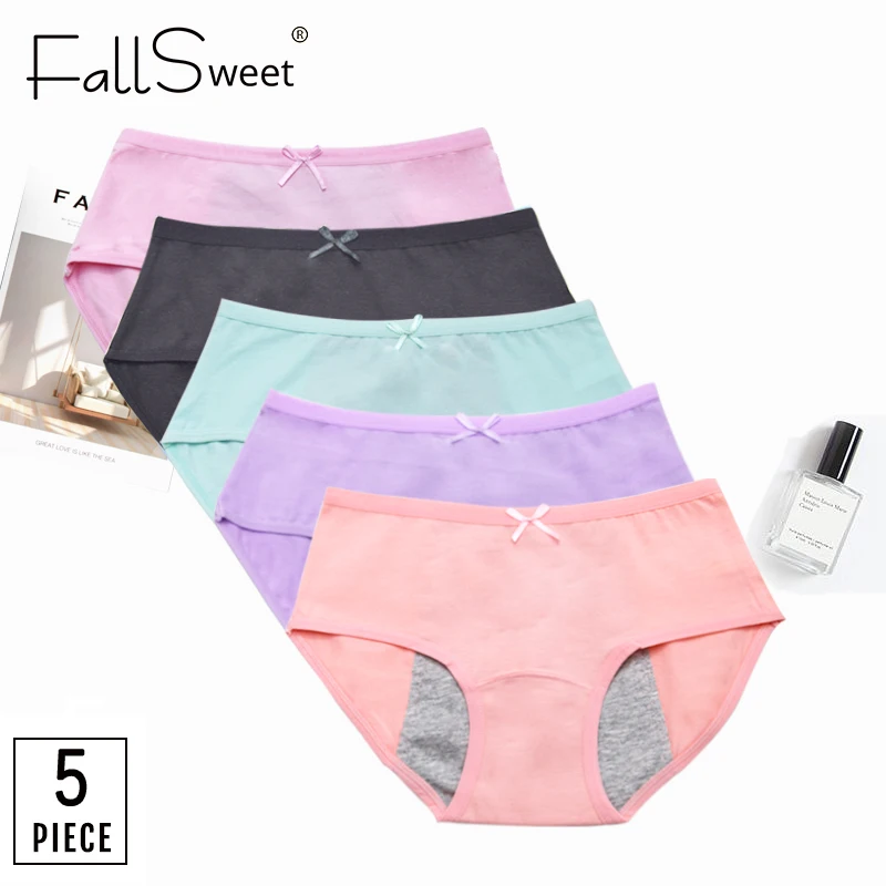 FallSweet; 5 шт/лот! Сексуальные трусики, средняя талия, менструальные трусы, герметичное нижнее белье для женщин, XXXL - Цвет: Multi2