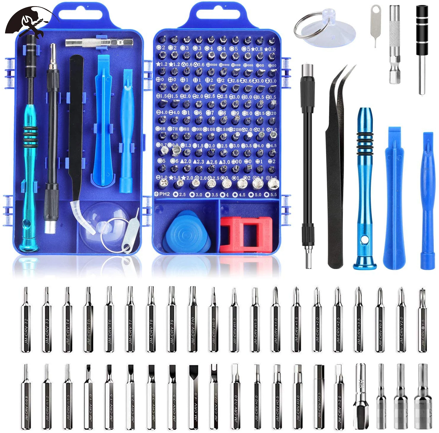 

110 in 1 Precision Screwdriver Set with Slotted, Phillips, Torx& More Bits, Non-Slip Magnetic Electronics Tool Kit