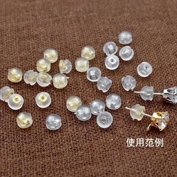 

Silica Gel Ear Stud after Plug Anti-Allergy Built-in Metal Earplug Handmade DIY Anti-slip Transparent Top Grade Ear Stud Ear Cap