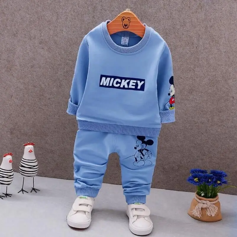 Новые комплекты одежды для малышей Детская одежда хлопковый пижамный комплект - Цвет: Синий