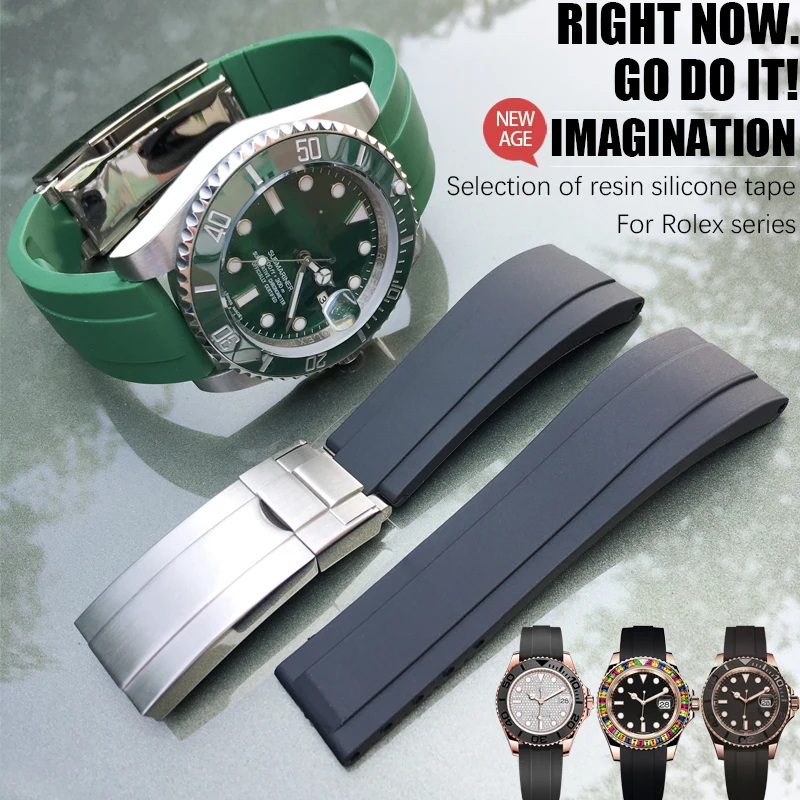 20/21Mm Rubber Horloge Band Fit Voor Rol Rolex Submariner Oysterflex  Daytona Gmt Yacht Master Band Rvs sluiting Armband|Watchbands| - AliExpress