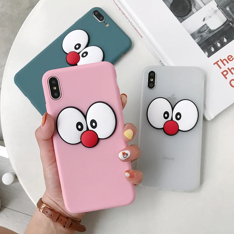 Яркий матовый чехол для телефона iphone X XR XS Max мультяшный с большими глазами Мягкий