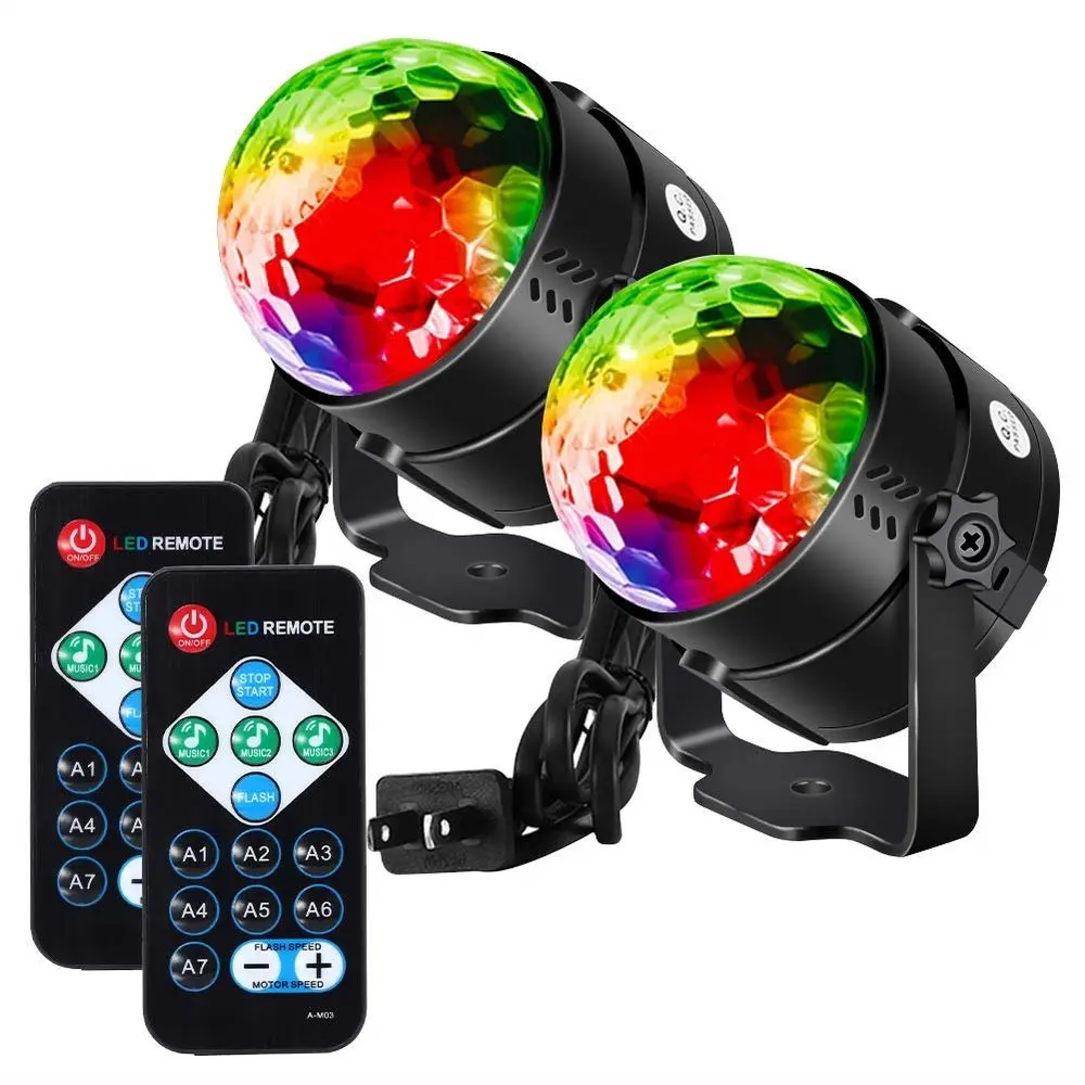2pcs 7 Colors Sound Activated with Remote Control Dj Lights Stage Light Disco Ball Strobe Light  for Festival