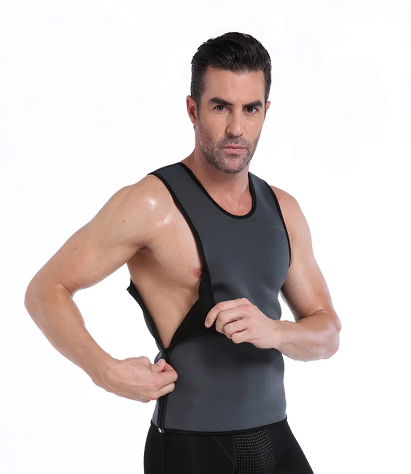 grey side zipper NINGMI тренажер для похудения, спортивная рубашка, неопрен, сауна, Корректор тела, корсет, Корректирующее белье, жилет для спортзала с молнией, майка для похудения - Цвет: grey side zipper