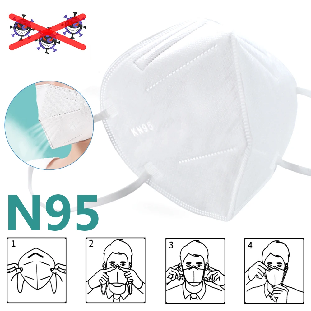 

5/20pcs N95 Mask Mouth Face Mask Anti PM2.5 smog Dustproof Anti-fog Breathable Face Masks 95% Filtration KN95 Masks