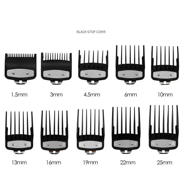 universal hair clipper cutting comb cover, barber shop trimmer protective gear accessory limit comb hairdressing tool 10pcs Black