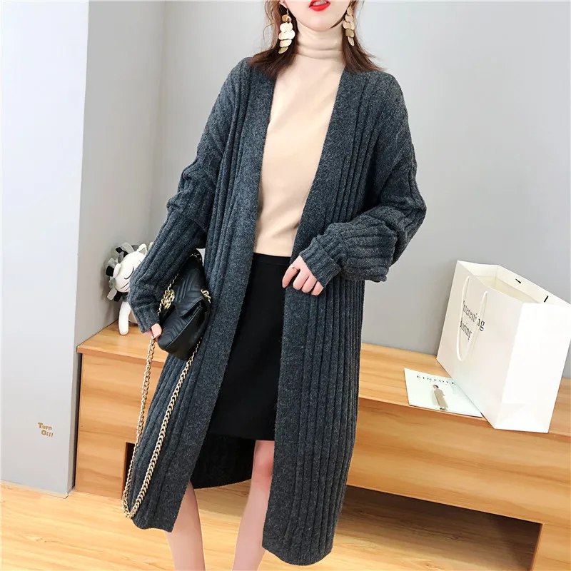 

2019 Winter Autumn Long Female Cardigans Latern Sleeve Casual Knitted Poncho Sweaters Oversized Long Cardigans Korean