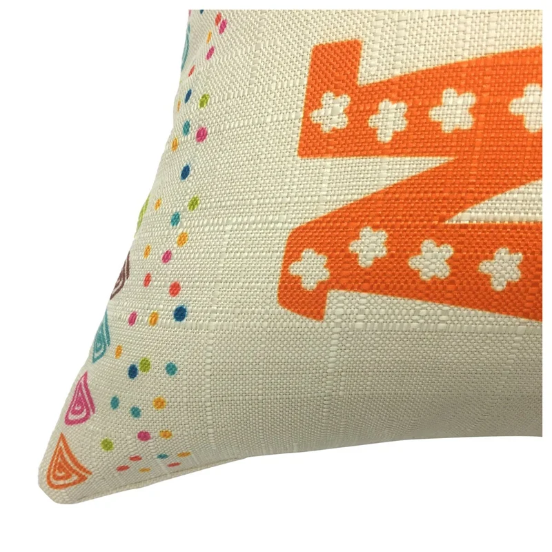 2pcs Flax Square Decorative Throw Pillow Case Cushion Cover Home Decoration 18x18 Inch- Never Give Up& a B C D 26 Letters