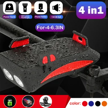 

4 In 1 Bike Flashlight USB Mobile Phone Charging Bracket Bike Horn LED Lamp Beads Waterproof Riding Headlights Bike Light