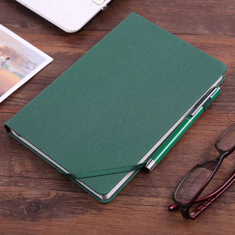 dark green Классические бизнес офисные школьные записные книжки в твердом переплете С планировщиком линии бумажные листы Канцтовары можно настроить логотип A5 - Цвет: dark green
