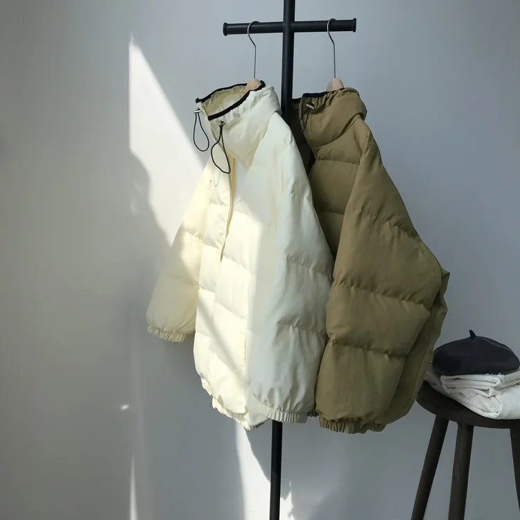 OCEANLOVE Zipepr однотонное зимнее пальто для женщин, винтажное теплое пальто с воротником-стойкой, новинка, корейская мода, парки, Толстая куртка для женщин, 13108