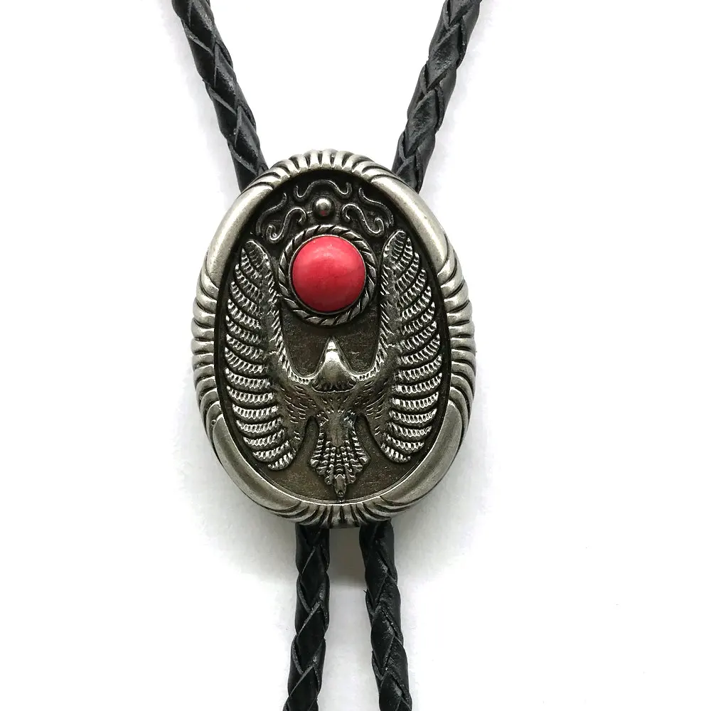 

KDG Western Cowboy Zinc Angel Wing Point Natural Stone BOLO Tie Matching Shirt Men and Women Same Style