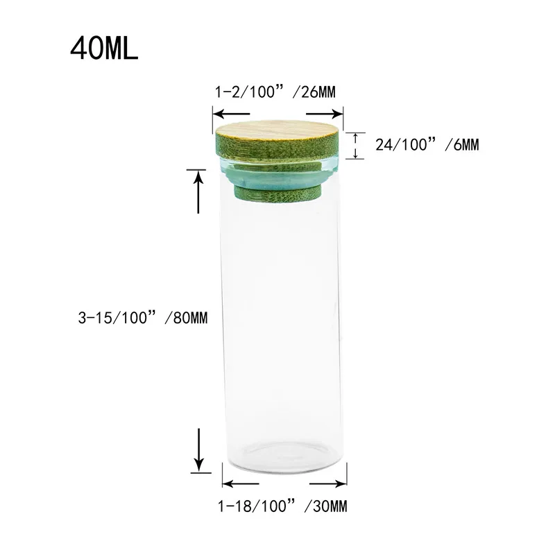 5 шт. 40 мл стеклянная бутылка с бамбуковой крышкой пустые герметичные бутылки чай лакрицы конфеты шафран стиль банки герметичность