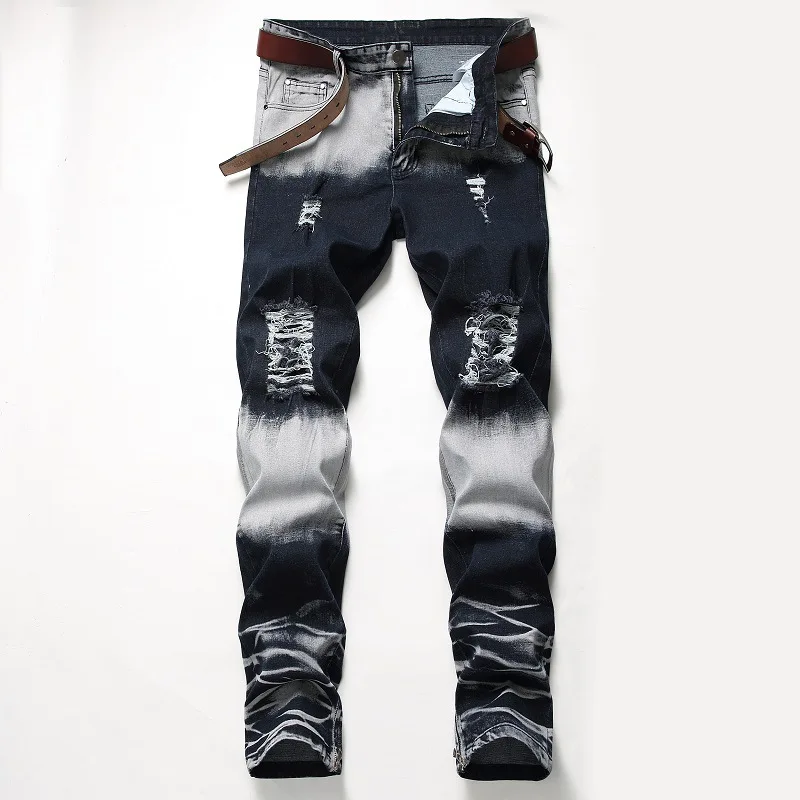 

New Ripped Jeans Men's Cross-border Men's Spring Stretch Denim Trousers Plus Size Trendy Men's Pants