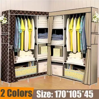 

Multifunction Folding Clothes Storage Cabinet Dustproof Moistureproof Closet Stainless steel frame DIY Non-woven Cloth Wardrobe