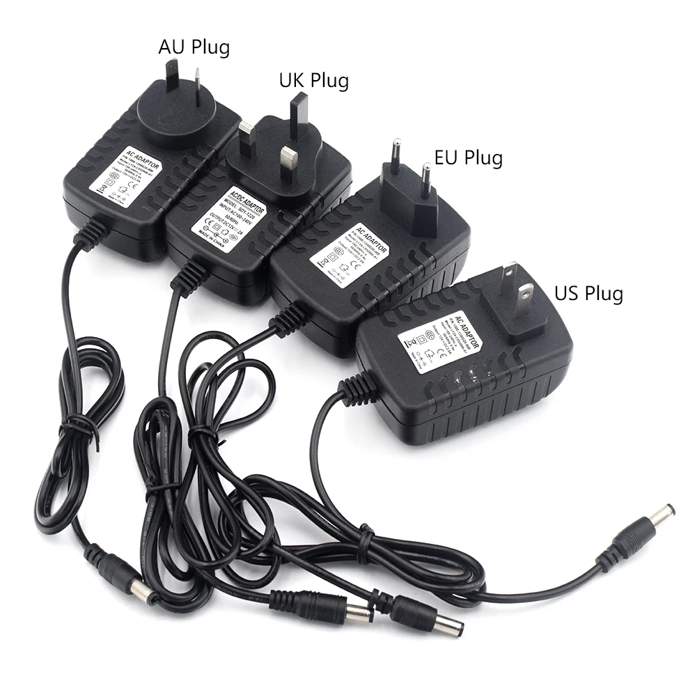 

AC 100-240V to DC 12V 2A Power Converter Adapter Supply For LED Strip Light CCTV Driver EU US Plug Switching Transformer Charger