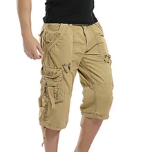 Men Camouflage Cotton Cargo Shorts Men Camo Short Trousers Tassel Pocket Homme NO-Belt Drop Shipping Calf-Length Pants Cropped