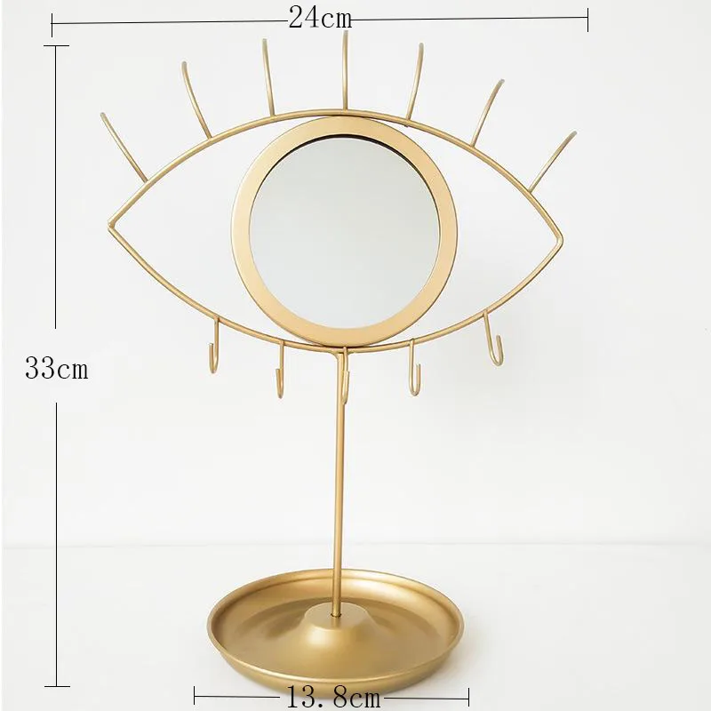 Скандинавское многофункциональное портативное настольное зеркало с рисунком глаз Съемный туалетный столик для ванной комнаты креативный косметический инструмент для макияжа зеркало - Цвет: Золотой