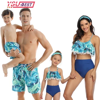 

2020 Mother Daughter Swimsuit Family Matching Swimwear Mommy And Me Clothes Family Look Father Son Mom And Daughter Bathing Suit