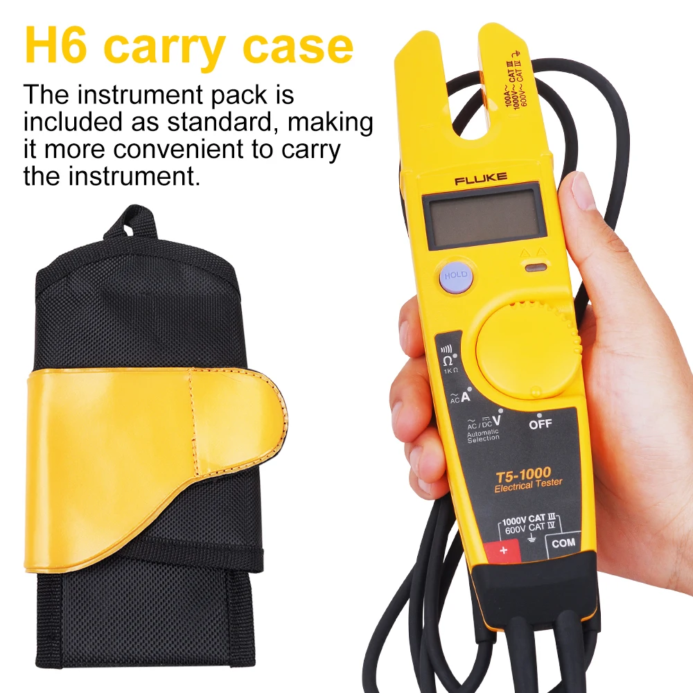 Fluke T5-600 Pinza Per La Misura Di Continuità Corrente Tester Elettrico Con La Custodia Per Armi H6