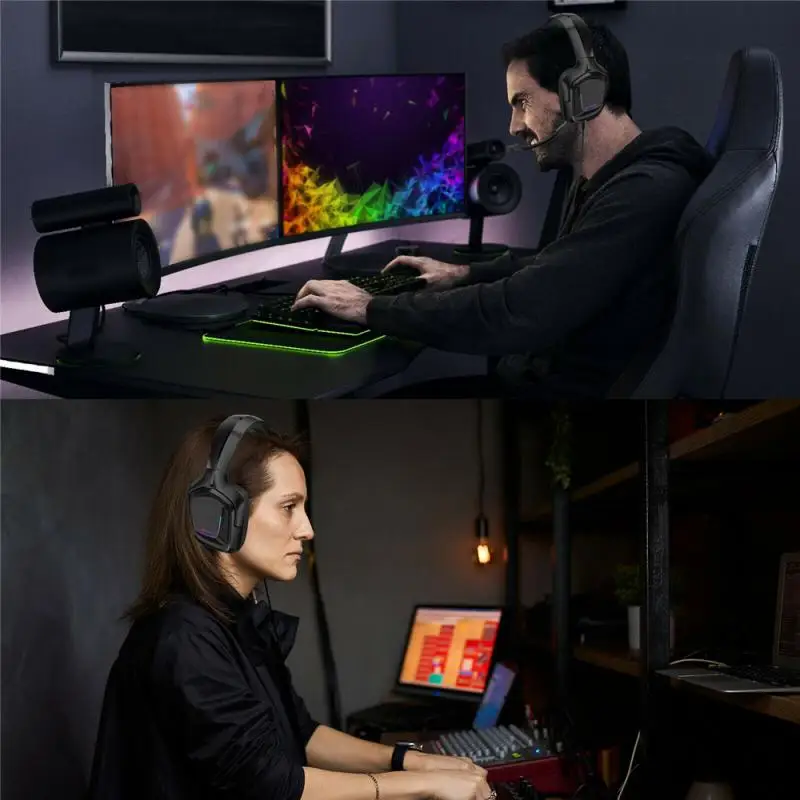 K20 Head mounted RGB Gaming Headset RGB Surround Sound Mic USB Headphones 3 5mm Earphones For Xbox PS4 PC Laptop Cell Phone