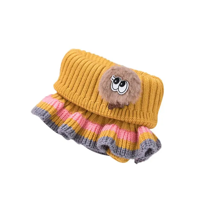 Зимний шарф для маленьких девочек; теплый вязаный шарф для малышей; теплые шарфы для шеи; цветной шарф с рисунком; шарфы с воротником; шарфы для малышей - Цвет: yellow