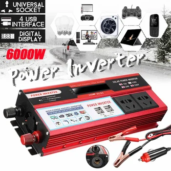 

Car Inverter 12V 110V 6000W Pe ak Voltage Converter Transformer DC 12V/24V To AC 110V Power Inverter For Car Battery