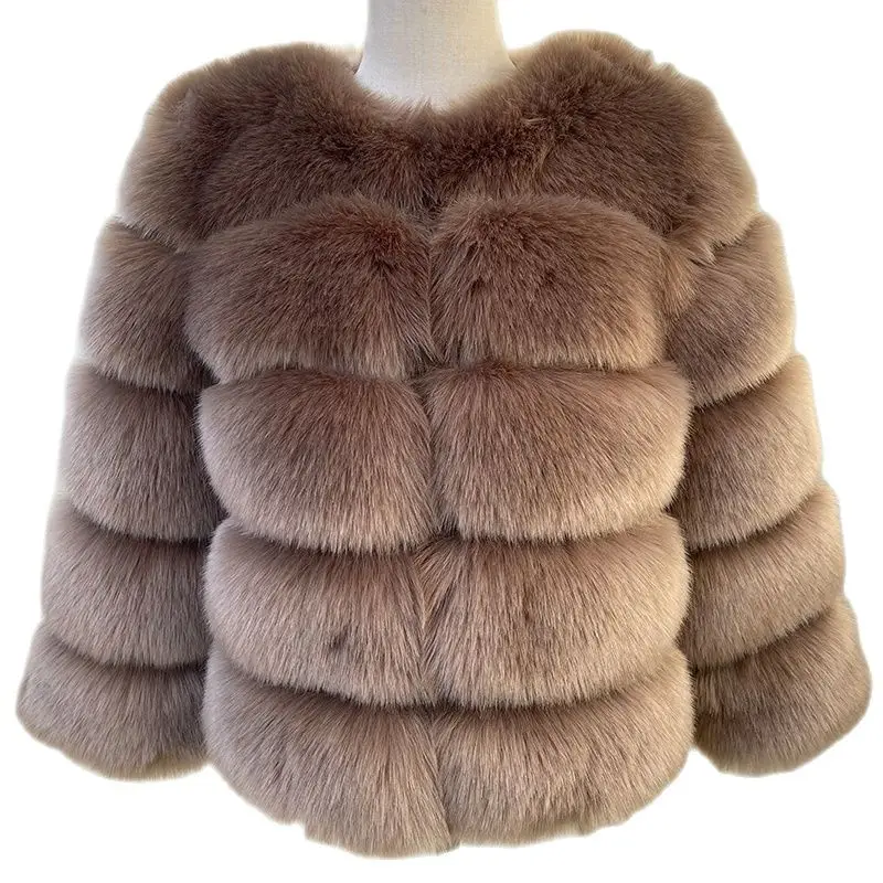 HJQJLJLS 2023 Winter New Fashion Women Faux Fur Coat Female Black Elegant Fluffy Thick Warm Artificial Fox Fur Jacket Outerwear 4