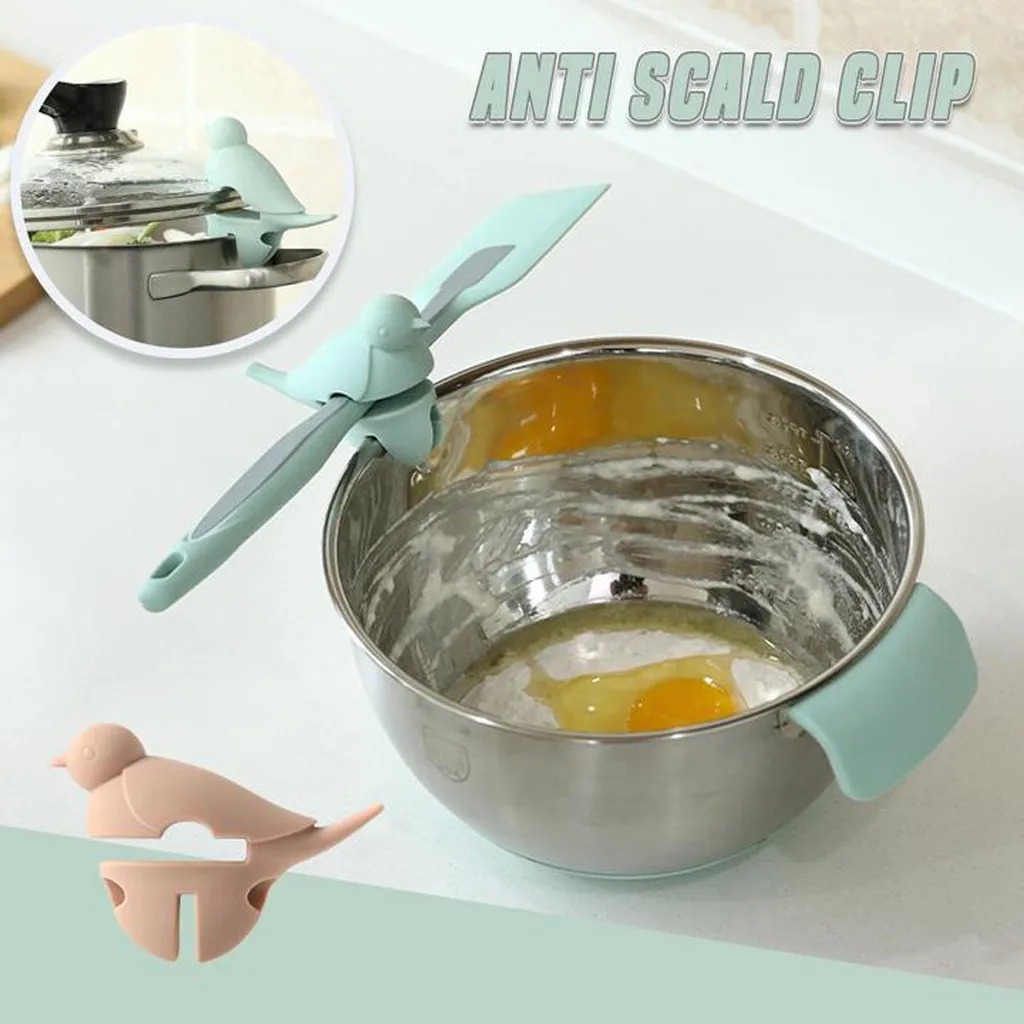 Silicone Pot Clip Scoop Clamp Tongs Holder Anti-Scald Side Spoon Rest Grip Fixed Kitchen Cooking Tool | Дом и сад