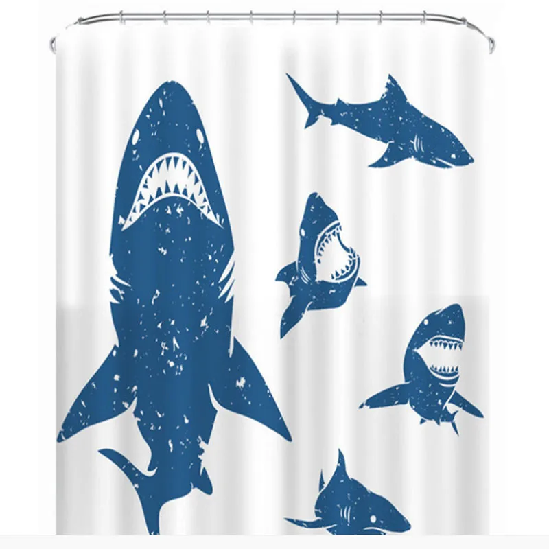 the shark Sholisa Акула анимация креативная тема 3D цифровая печать занавес для ванной Chunya текстиль моющиеся дома ванная комната декоративные curtai - Цвет: the shark