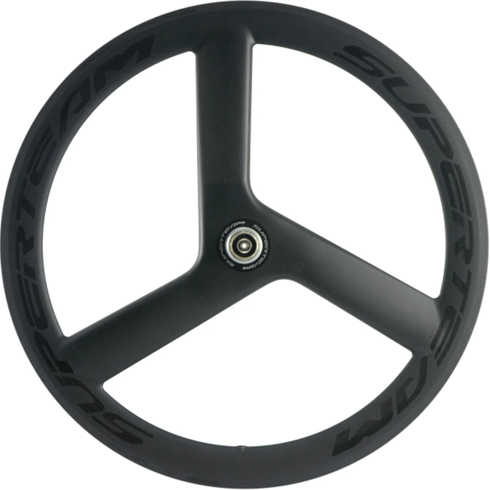 SUPERTEAM 56mm Tri Spoke Wheels Clincher Carbon Wheelset Road Bike 700C Wheels 3 Spoke Wheel