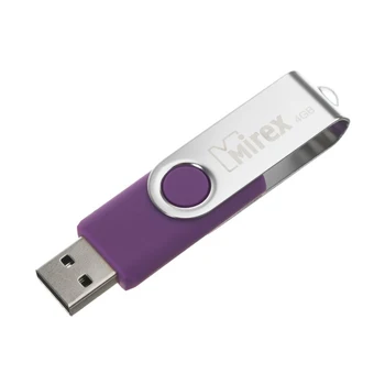 

Mirex SWIVEL RUBBER flash drive, 4 GB, thu up to 22 Mb / s, storage up to 10 Mb / s, purple 5032006