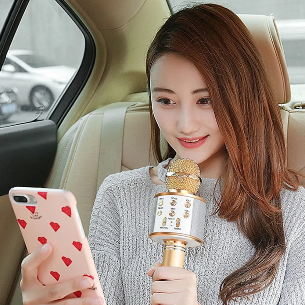 Bluetooth Wireless Karaoke Microphone Portable mini home KTV for Music Playing and Singing Speaker Player Selfie PHONE PC