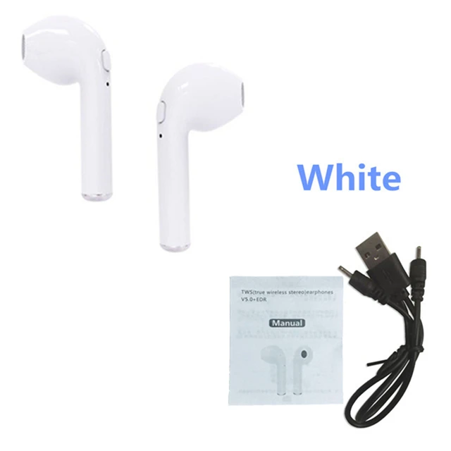 I7 TWS беспроводные наушники Bluetooth 5,0 спортивные стереонаушники вкладыши гарнитура с зарядным устройством микрофон для samsung huawei Xiaomi - Цвет: A pair white