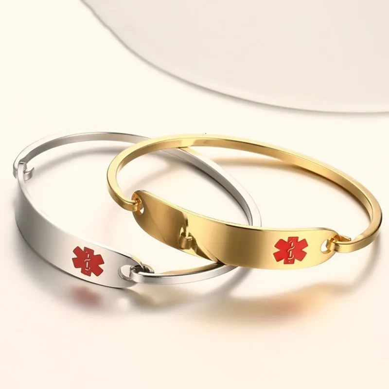 Vnox Free Engraving Stainless Steel Medical Alert Id Bangle Stainless Steel Medical Alert Id Bangle