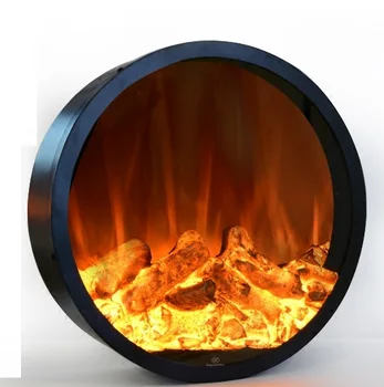 

Round Electric LED Fireplace with Realistic Natural Flame / 50,60,80,100cm Diameter Steel Body without Heater
