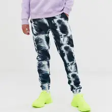 Осенние спортивные штаны мужские сплайсинговые галстуковые окрашенные Комбинезоны повседневные карманные спортивные рабочие повседневные брюки прямые брюки средней длины