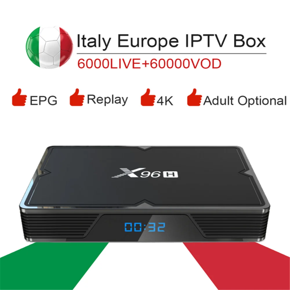 X96H Android 9,0/HDMI/Dual wifi/6 K Смарт ТВ приставка и Италия супер iptv подписка Германия Albania Турция Великобритания ExYu взрослых ip tv X96 H