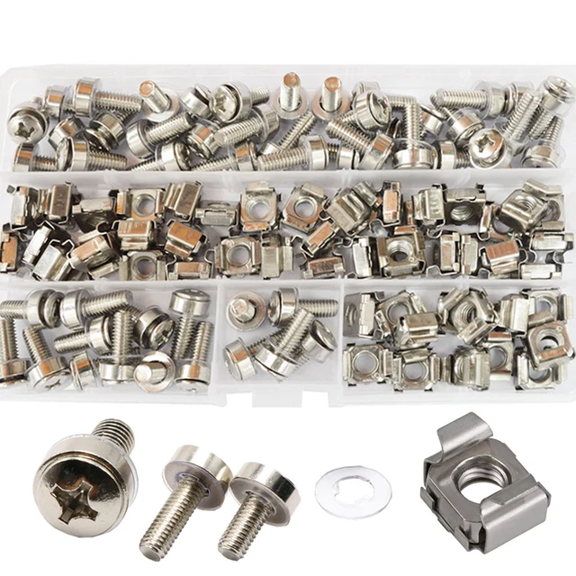 M5 M6Rack Cage Mount, Szerver Konzol Szekrény Csavarok És Alátétek, Állványos Polcok, Útválasztókészülékek 100 Készlet - Image 4