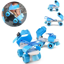 Children Two Lines Roller Skates Double Row 4 Wheel Skating Shoes Adjustable Size Sliding Slalom Inline Skates Gifts For Kid